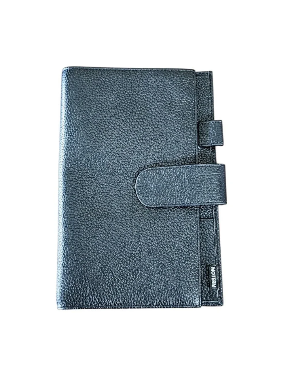 Moterm Black Pebbled Leather Organizer Cover with Snap Closure